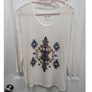 Charming Charlie cream Aztec knit blouse (M)
